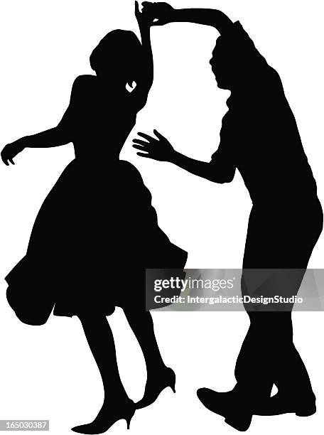 swing time - dancing silhouette stock illustrations