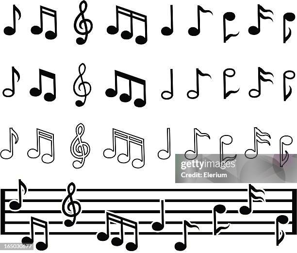 stockillustraties, clipart, cartoons en iconen met music notes (vector) - notenbalk