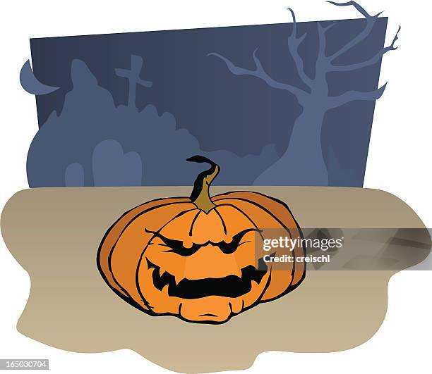 evil pumpkin - pumpkin field stock illustrations