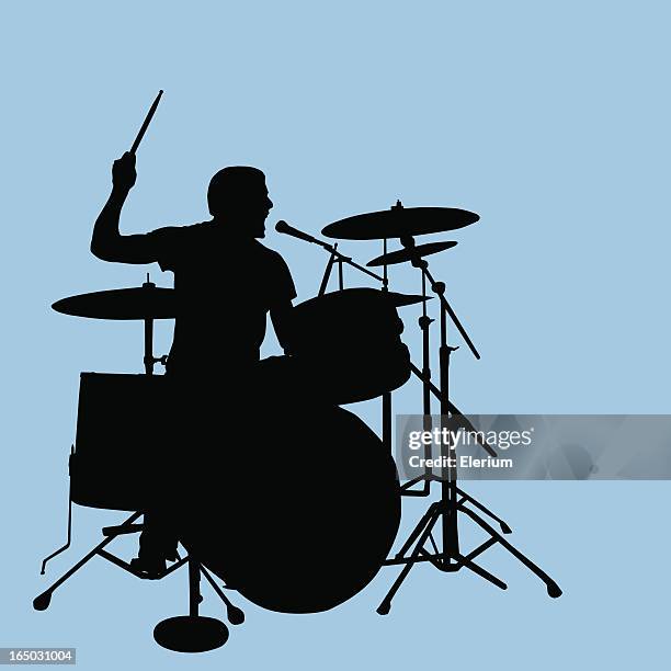 rock out! drummer singing backups - snare drum stock illustrations