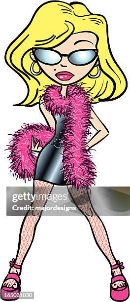 pink boa girl - pursed lips stock illustrations