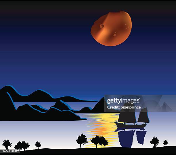 mars' bluescape - mars landscape stock illustrations