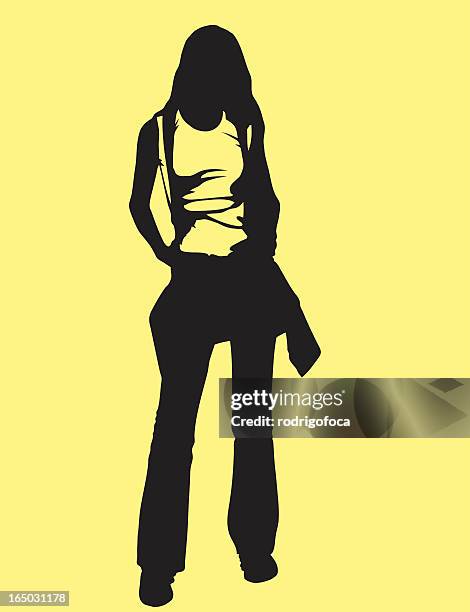 stockillustraties, clipart, cartoons en iconen met silhouette girl 08 - rastafari