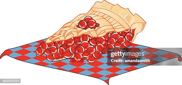 cherry pie slice - cobbler dessert stock illustrations