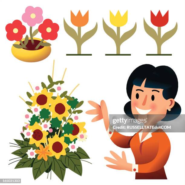 flowers - florist arranging stock illustrations