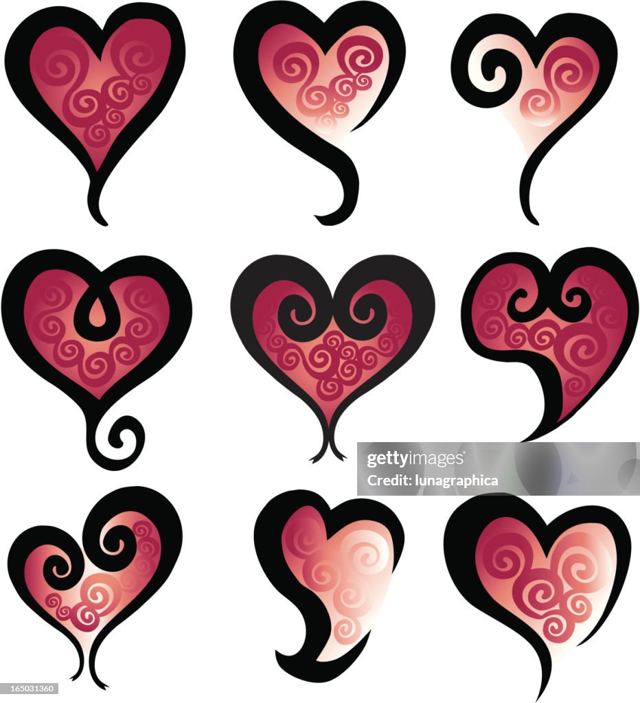 Swirly corações embalagem