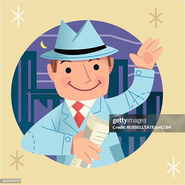 happy man in suit - tower climber stock illustrations