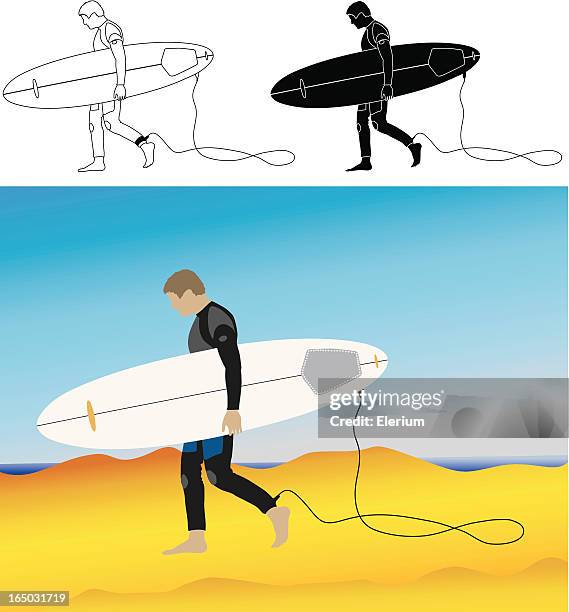 beach surfer graphic - san diego pacific beach stock illustrations