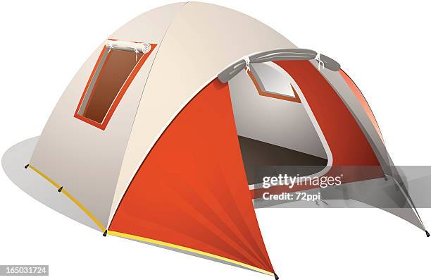 red dome tent - canvas bag stock illustrations