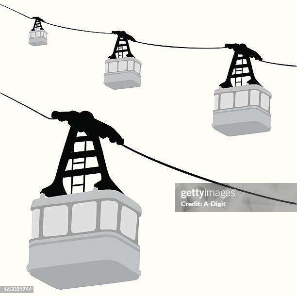 gondolas vector silhouette - cable car stock illustrations