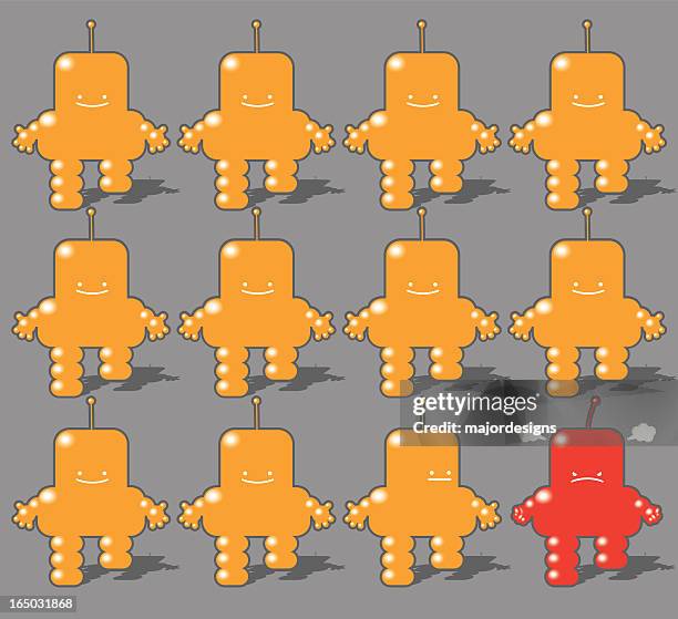 robot march - different body types stock illustrations