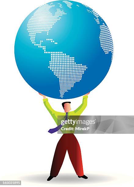 hercules holding earth globe - atlas statue stock illustrations