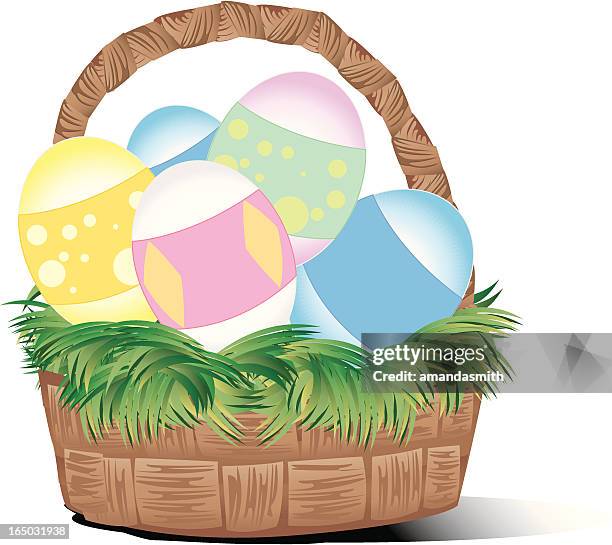 easter basket - boiled egg stock illustrations