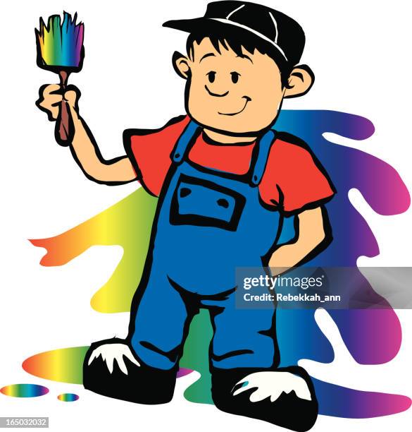 painter - man brushing stock illustrations