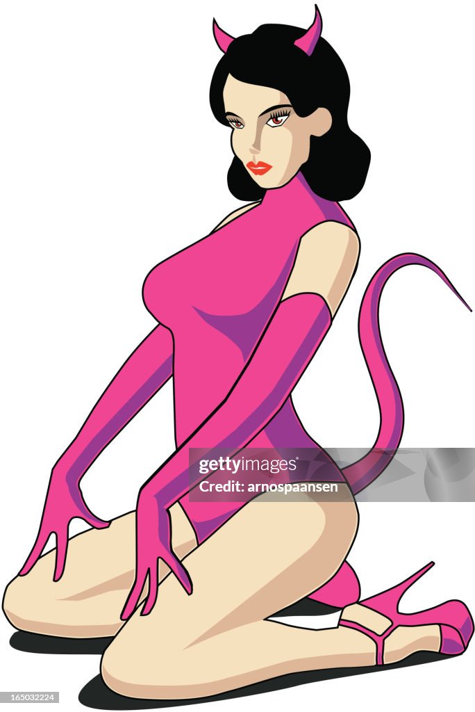 Ella devil mujer vector con opciones frías y calientes