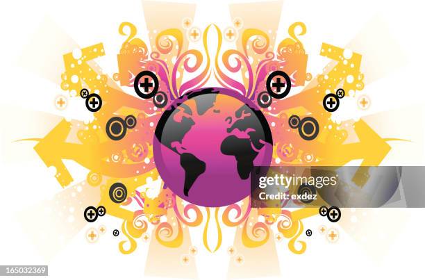 world globe design - fantasy map stock illustrations