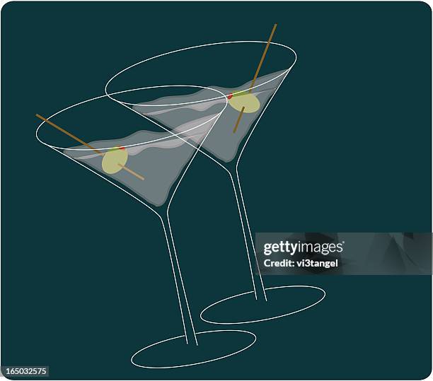 martinis - exclusive dinner party stock illustrations