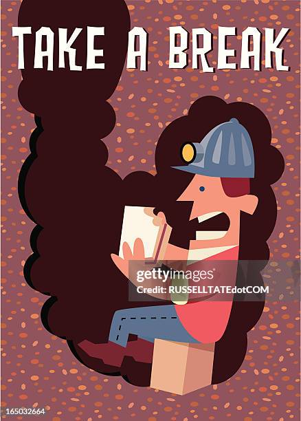 take a break - construction lunch stock illustrations