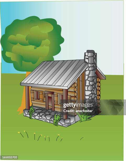 spring cabin - vector - mountain home arkansas stock illustrations