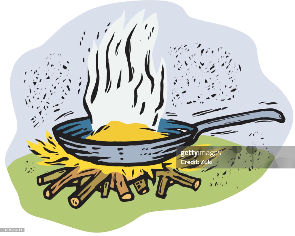 Pan on open fire