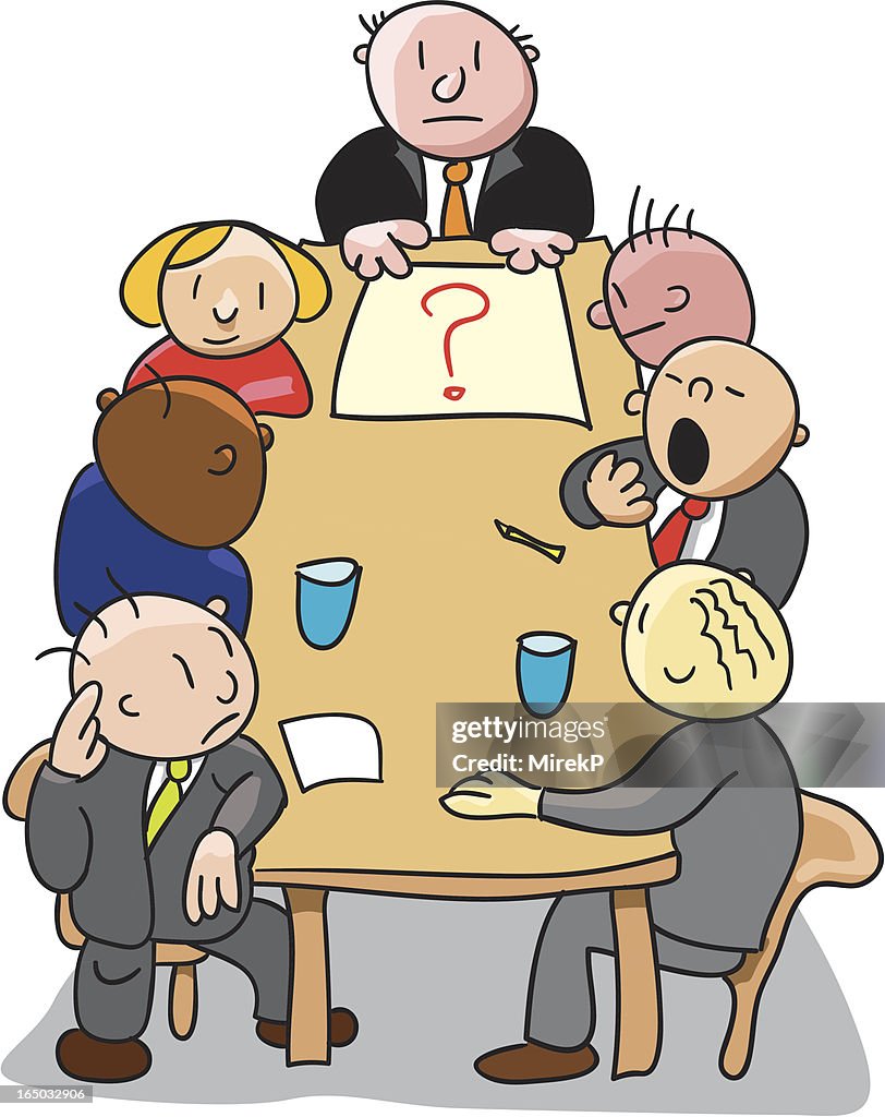 Cartoon Of 7 Business People In A Questionable Meeting High-Res Vector  Graphic - Getty Images