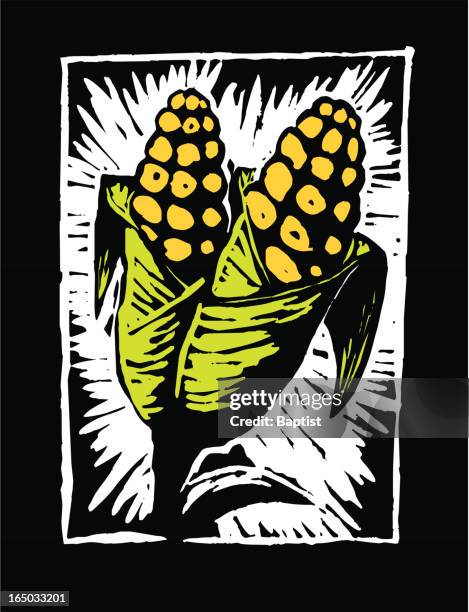 corn (vector) - linoleum stock illustrations