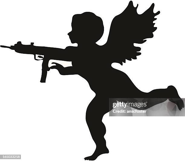 cupid has a machine gun - national rifle association stock illustrations
