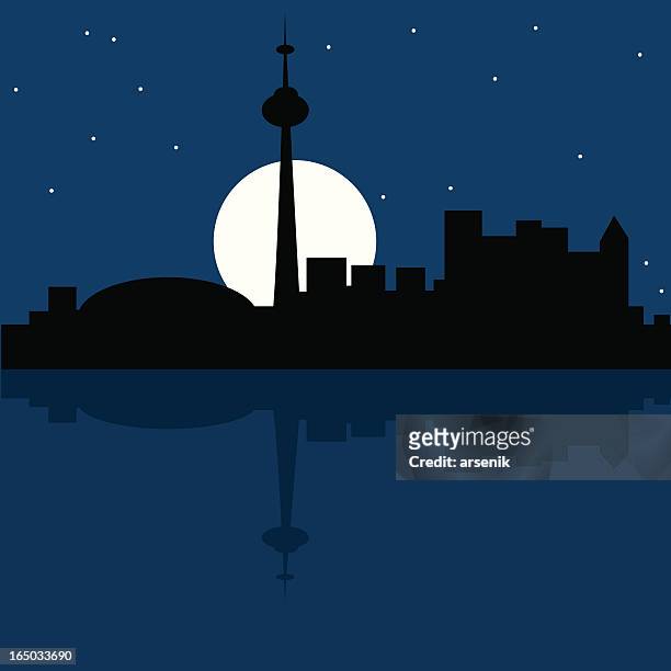 toronto skyline at night - cn tower vector stock illustrations