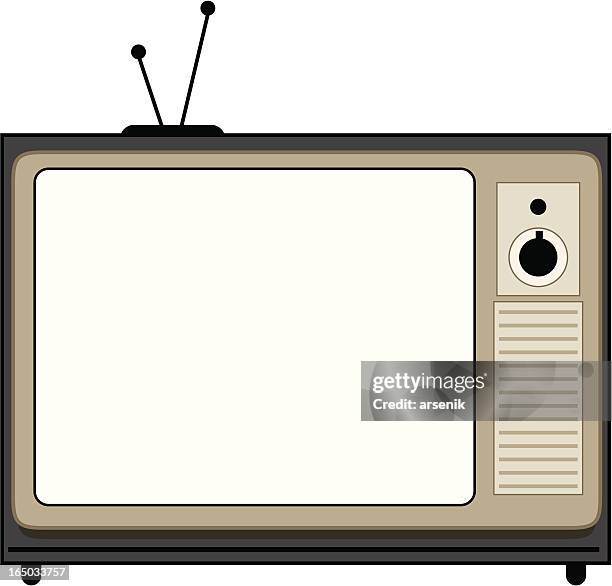 old television set - vintage television white background stock illustrations