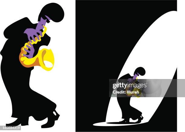 sax man cool star - blues man stock illustrations