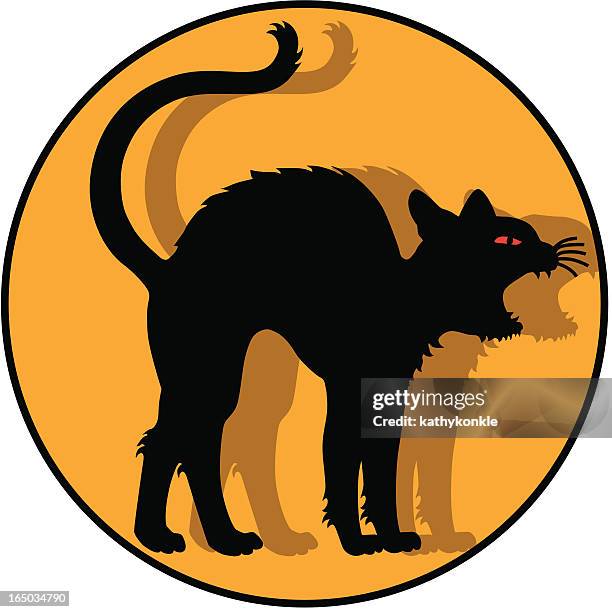 stockillustraties, clipart, cartoons en iconen met black cat icon - cruel