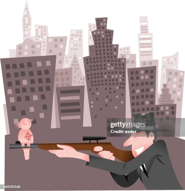 shoot to kill - watching comedy stock illustrations