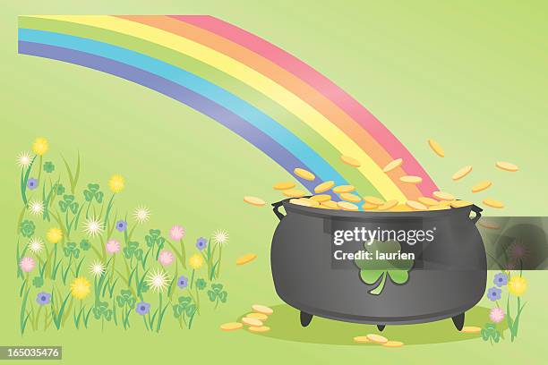 pot o' gold - clover field stock illustrations