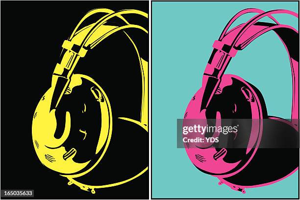 headphones (vecor) - rock object stock illustrations