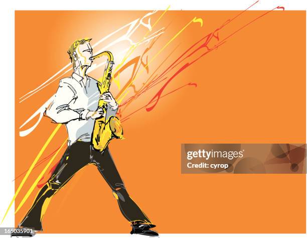 sax player - jazz background stock illustrations