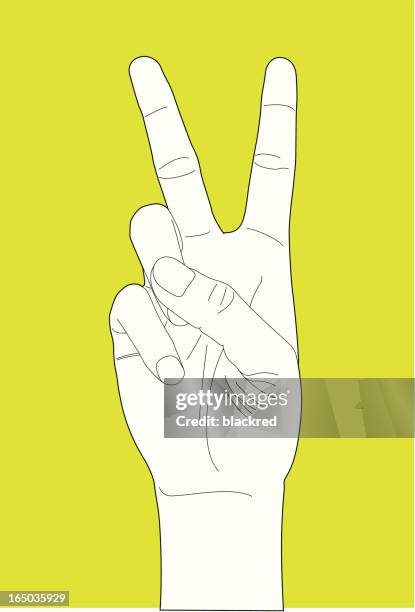 hand gesture number two - two hands stock illustrations