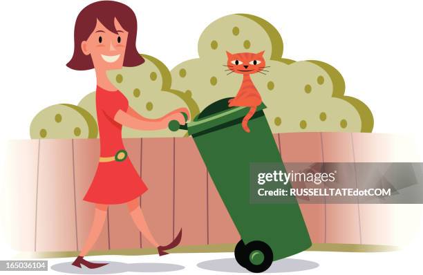 rubbish out! - two cats stock illustrations