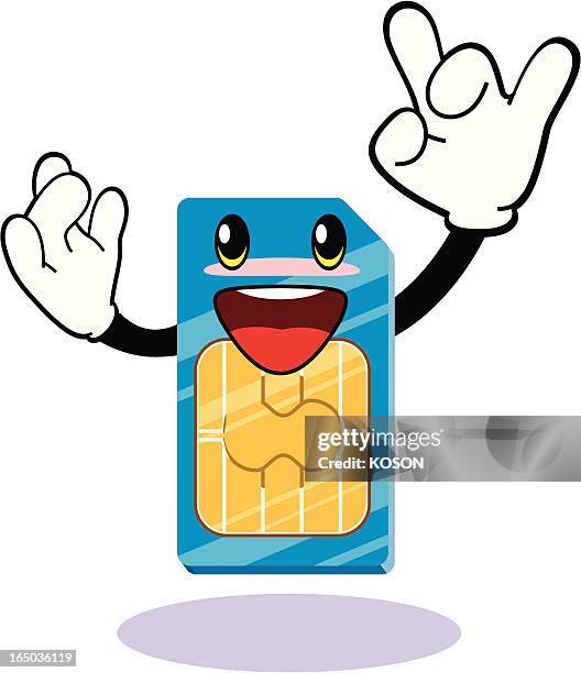 stockillustraties, clipart, cartoons en iconen met yes cartoon - sim card