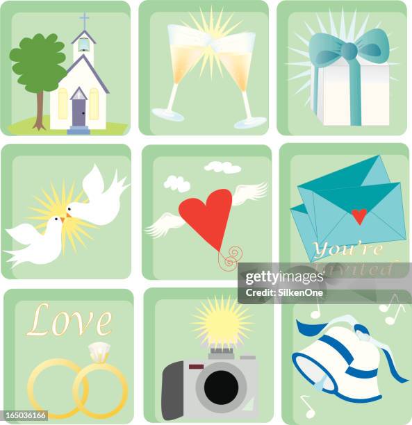 wedding icons - diamond ring stock illustrations
