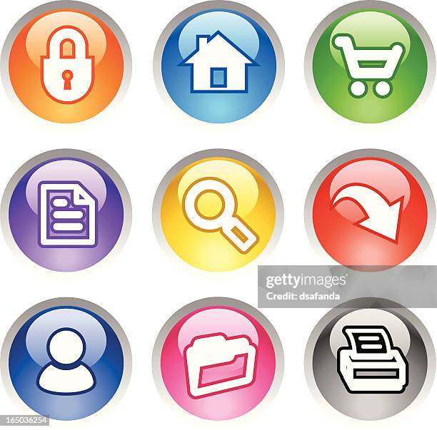jewel button icons - printer security stock illustrations