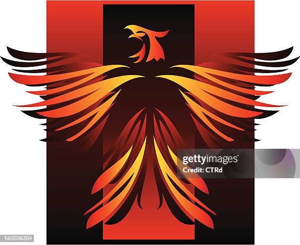 feuer-phoenix - phoenix mythical bird stock-grafiken, -clipart, -cartoons und -symbole