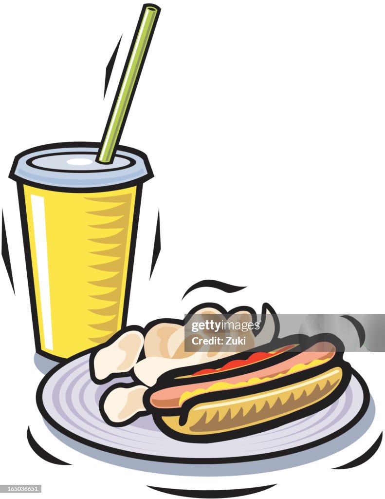 Hot Dog chips and soft drink