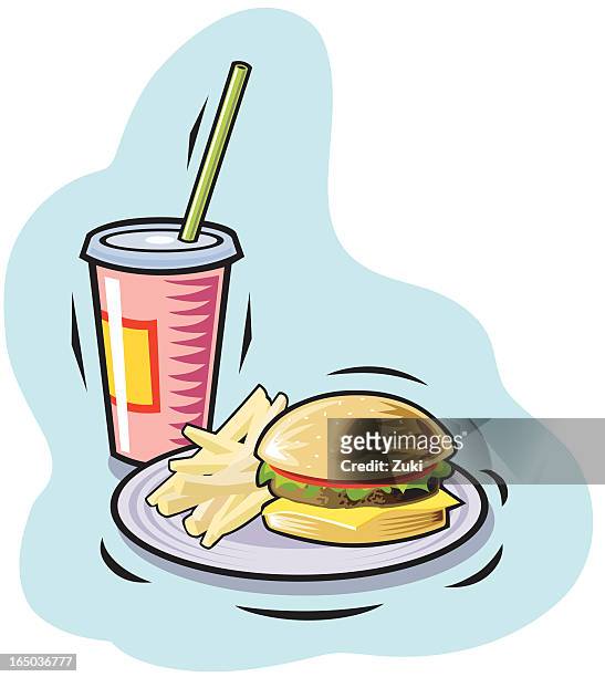 stockillustraties, clipart, cartoons en iconen met burger fries and drink - transvet