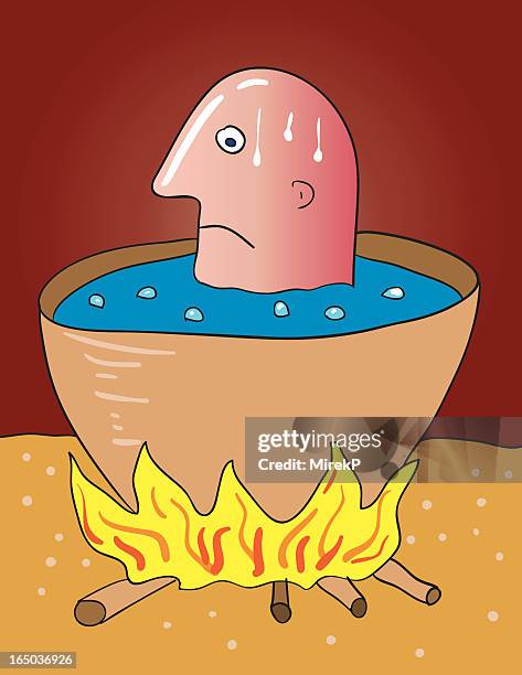 cannibal's soup - cannibalism stock illustrations