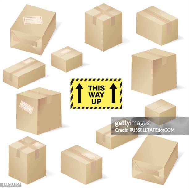 cardboard boxes: sealed + addressed - wrap sandwich stock illustrations