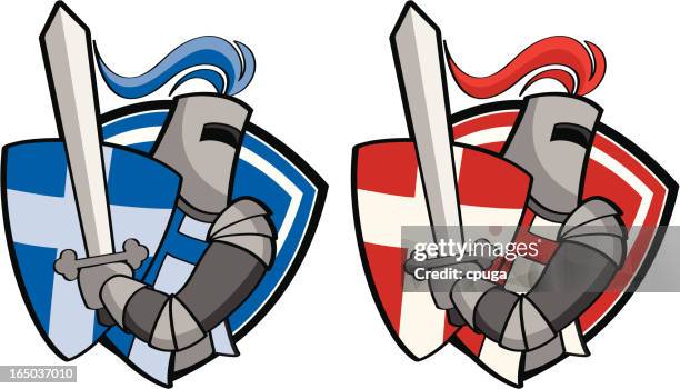 good and bad knights - knight shield stock illustrations