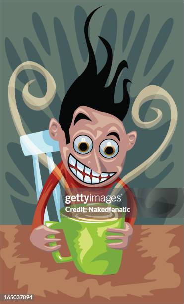 coffee guy (vector) - caffeine stock illustrations
