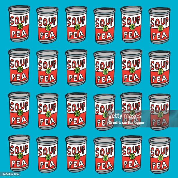 twenty four pea soup cans (vector illustration) - canning stock illustrations