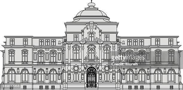 ilustraciones, imágenes clip art, dibujos animados e iconos de stock de palais karlsruhe, edificio histórico - karlsruhe