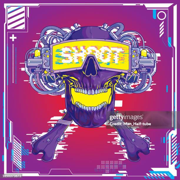 cyberpunk skull - comic book cover stock illustrations